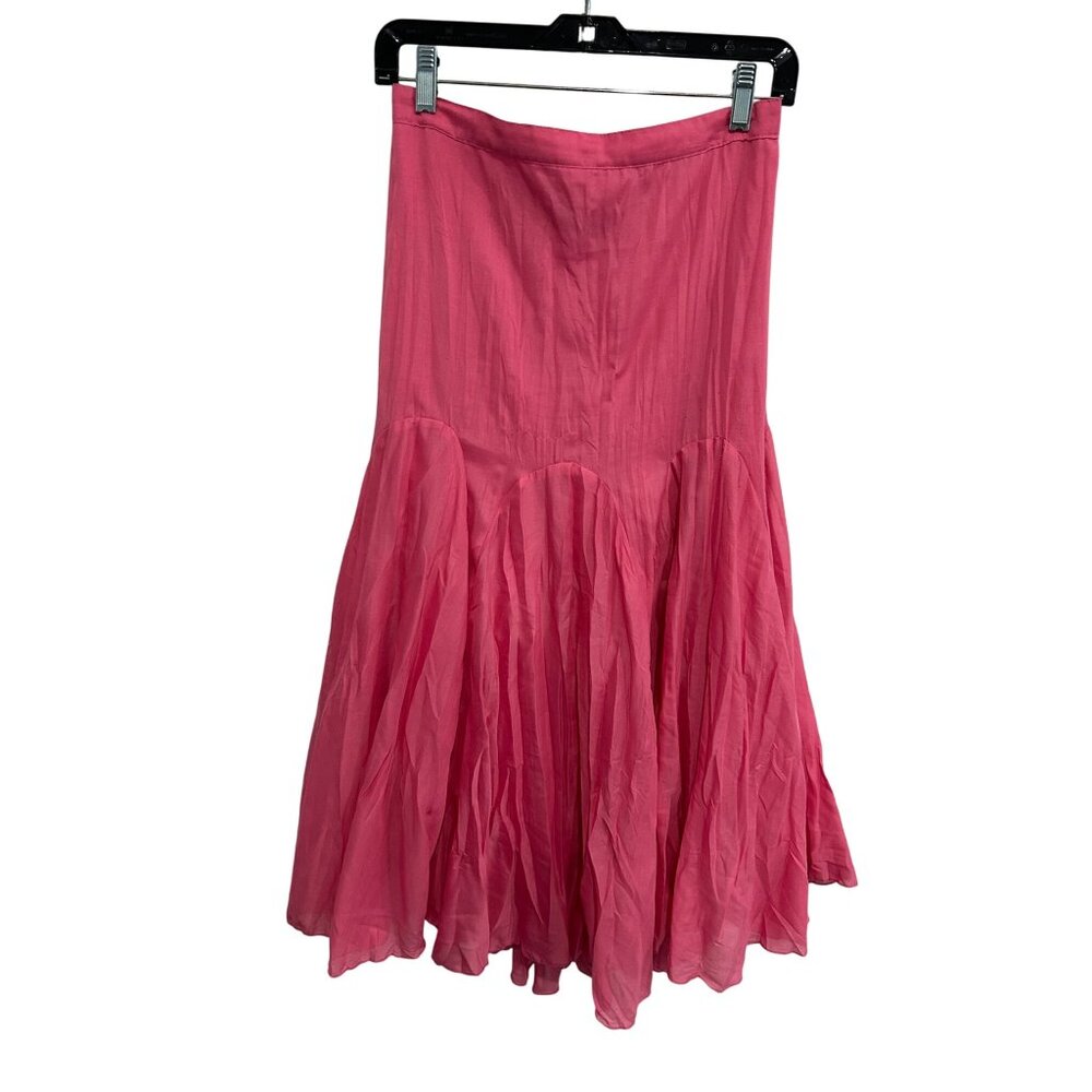 Mix Nouveau Elastic Waist Flounced Midi Skirt Pink Sz Medium Swing Barbiecore